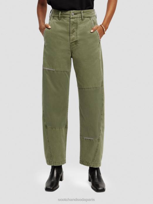 Scotch & Soda femmes chino en coton biologique coupe boyfriend The Pip vert militaire vêtements 4HB4169
