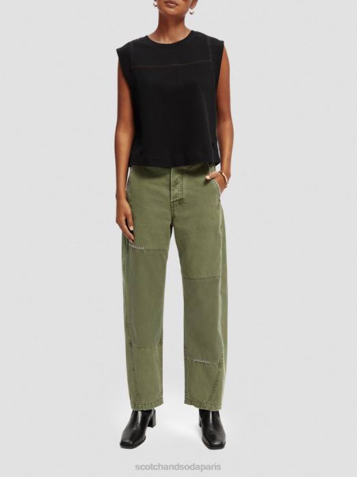Scotch & Soda femmes chino en coton biologique coupe boyfriend The Pip vert militaire vêtements 4HB4169