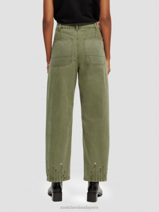 Scotch & Soda femmes chino en coton biologique coupe boyfriend The Pip vert militaire vêtements 4HB4169