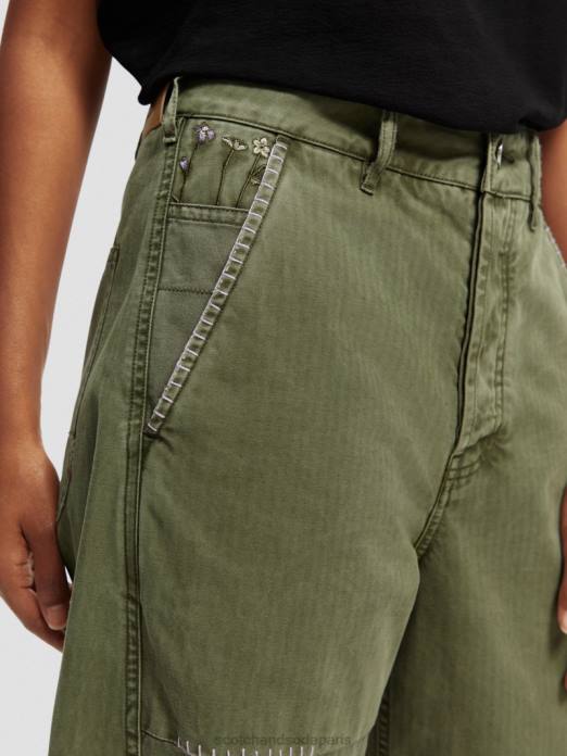 Scotch & Soda femmes chino en coton biologique coupe boyfriend The Pip vert militaire vêtements 4HB4169