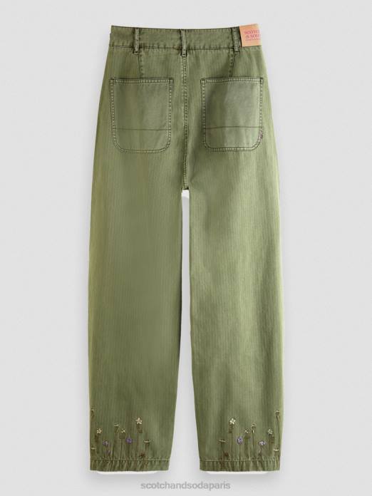 Scotch & Soda femmes chino en coton biologique coupe boyfriend The Pip vert militaire vêtements 4HB4169