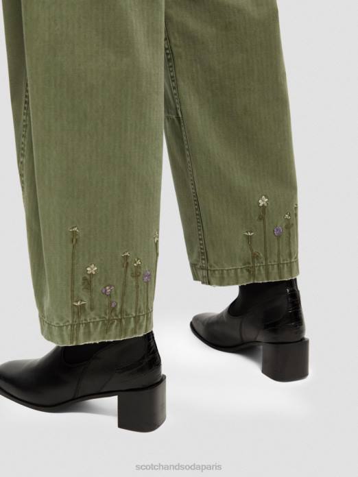 Scotch & Soda femmes chino en coton biologique coupe boyfriend The Pip vert militaire vêtements 4HB4169