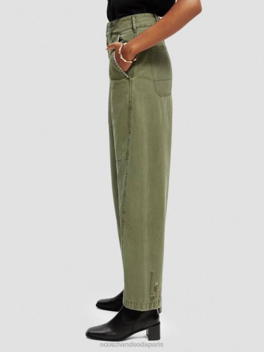 Scotch & Soda femmes chino en coton biologique coupe boyfriend The Pip vert militaire vêtements 4HB4169