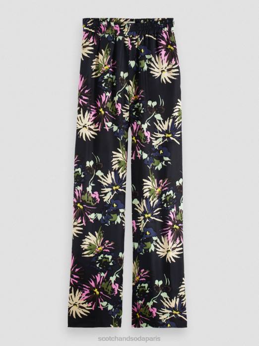Scotch & Soda femmes le gia taille mi-haute jambe large imprimé aster noir vêtements 4HB4168