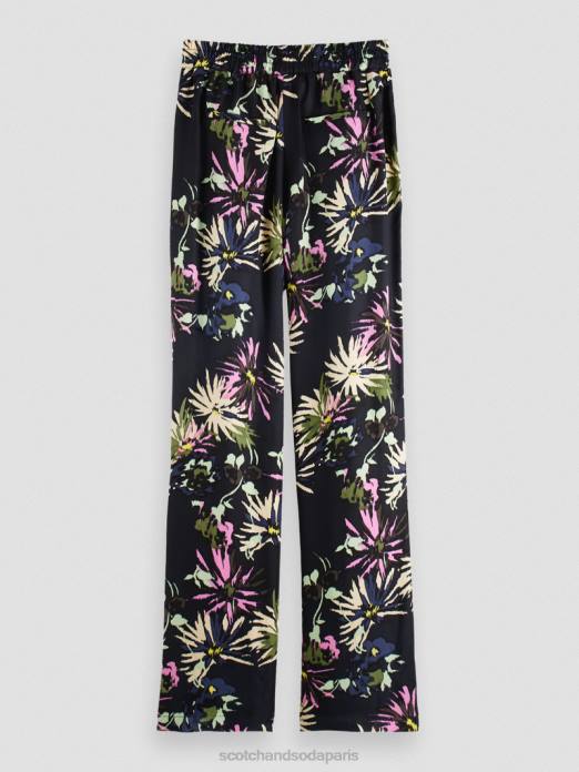 Scotch & Soda femmes le gia taille mi-haute jambe large imprimé aster noir vêtements 4HB4168