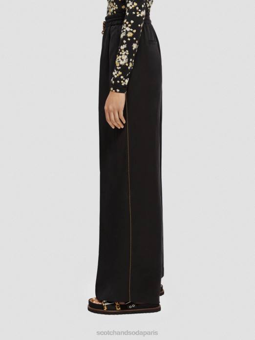 Scotch & Soda femmes le pantalon large taille haute Hope noir vêtements 4HB4164