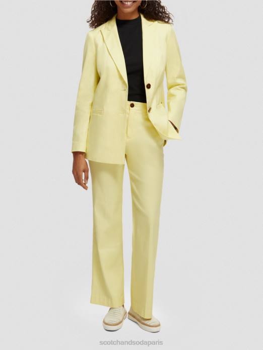 Scotch & Soda femmes pantalon large taille haute en lin mélangé edie Popcorn vêtements 4HB4162