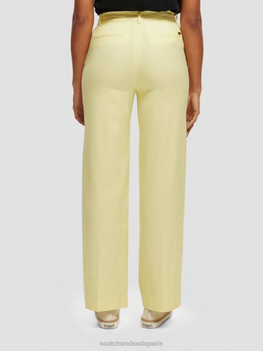Scotch & Soda femmes pantalon large taille haute en lin mélangé edie Popcorn vêtements 4HB4162