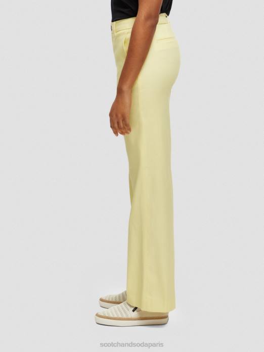 Scotch & Soda femmes pantalon large taille haute en lin mélangé edie Popcorn vêtements 4HB4162