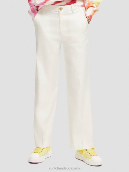 Scotch & Soda femmes pantalon large taille haute en lin mélangé edie blanc cassé vêtements 4HB4161