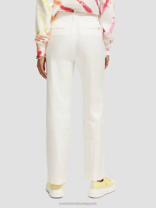 Scotch & Soda femmes pantalon large taille haute en lin mélangé edie blanc cassé vêtements 4HB4161