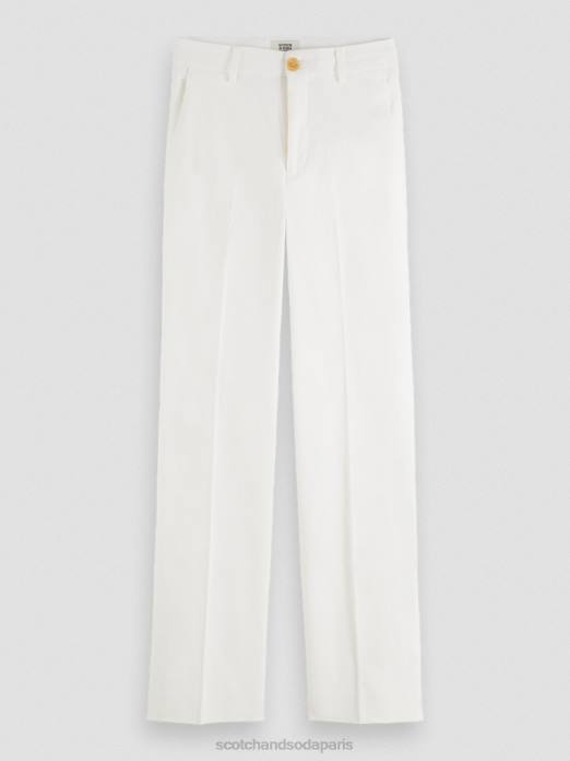 Scotch & Soda femmes pantalon large taille haute en lin mélangé edie blanc cassé vêtements 4HB4161
