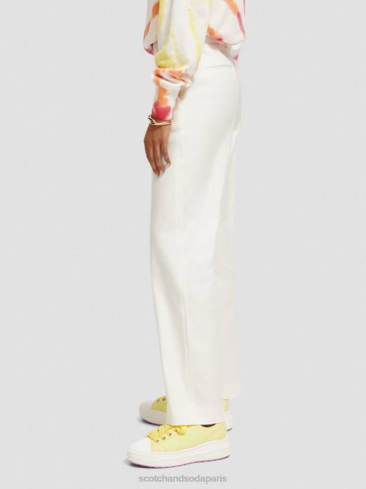 Scotch & Soda femmes pantalon large taille haute en lin mélangé edie blanc cassé vêtements 4HB4161