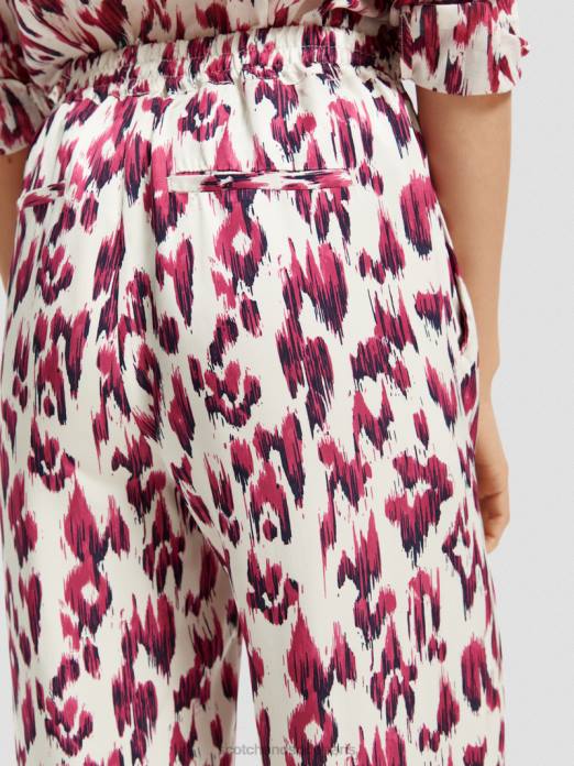 Scotch & Soda femmes pantalon large taille mi-haute élastiqué imprimé gia tarte aux cerises ikat brossées vêtements 4HB4150