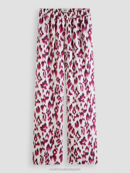 Scotch & Soda femmes pantalon large taille mi-haute élastiqué imprimé gia tarte aux cerises ikat brossées vêtements 4HB4150