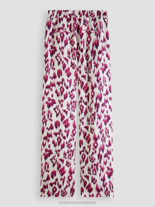 Scotch & Soda femmes pantalon large taille mi-haute élastiqué imprimé gia tarte aux cerises ikat brossées vêtements 4HB4150