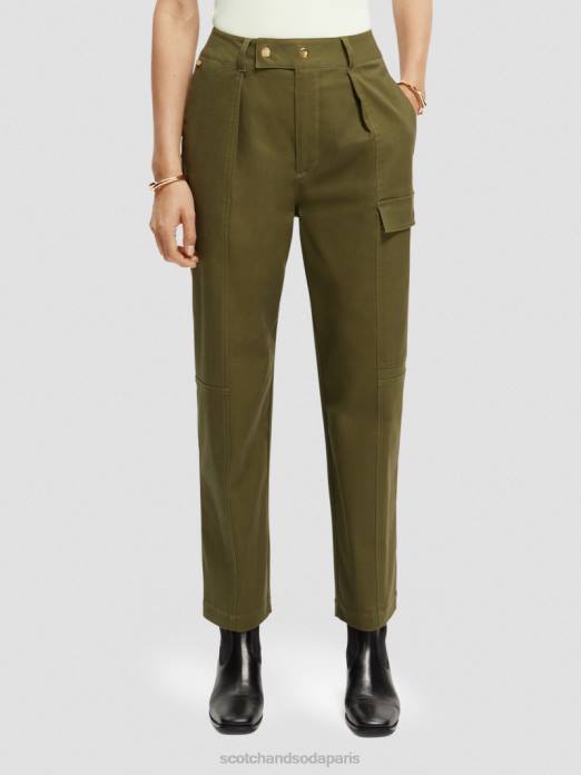 Scotch & Soda femmes pantalon utilitaire de travail armée verte vêtements 4HB4160