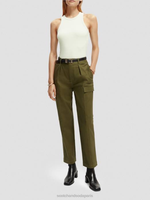 Scotch & Soda femmes pantalon utilitaire de travail armée verte vêtements 4HB4160
