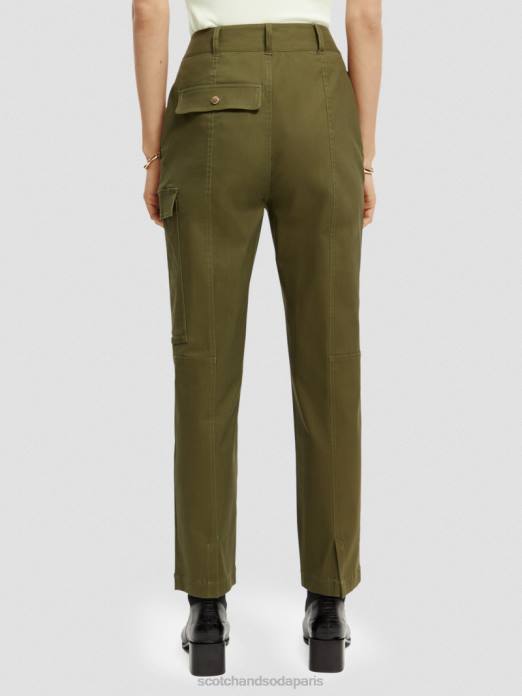 Scotch & Soda femmes pantalon utilitaire de travail armée verte vêtements 4HB4160