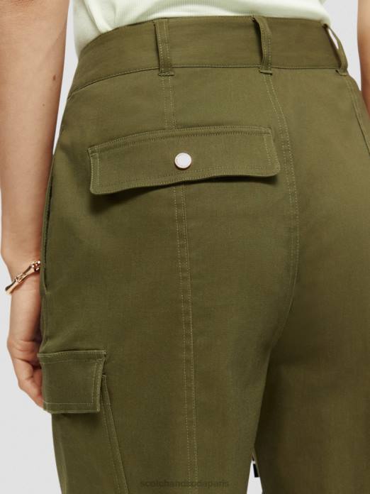 Scotch & Soda femmes pantalon utilitaire de travail armée verte vêtements 4HB4160