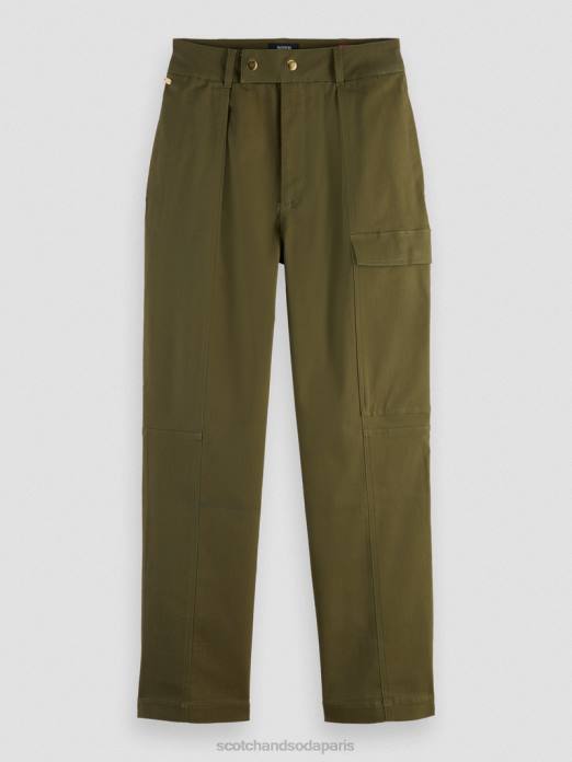 Scotch & Soda femmes pantalon utilitaire de travail armée verte vêtements 4HB4160