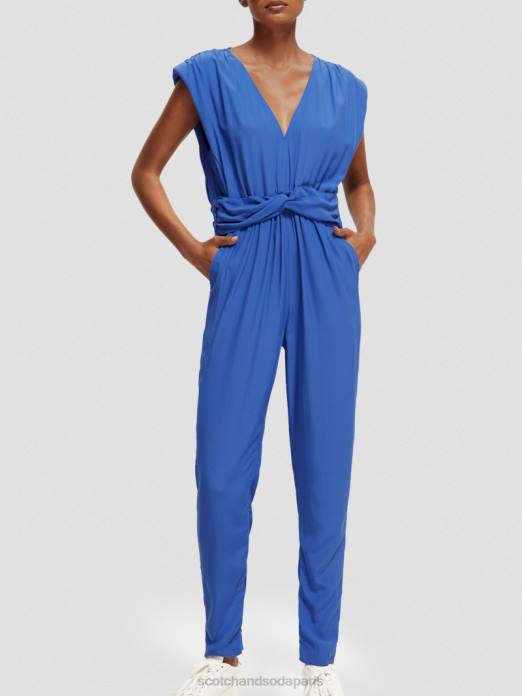 Scotch & Soda femmes combinaison ceinturée à col V bleu brillant vêtements 4HB418