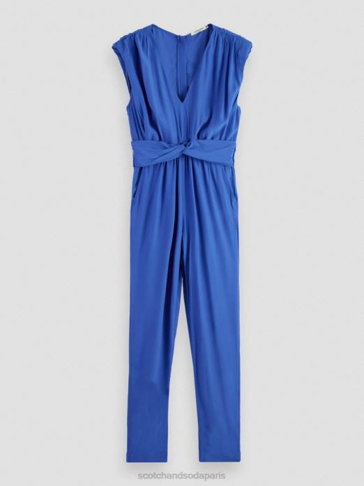 Scotch & Soda femmes combinaison ceinturée à col V bleu brillant vêtements 4HB418