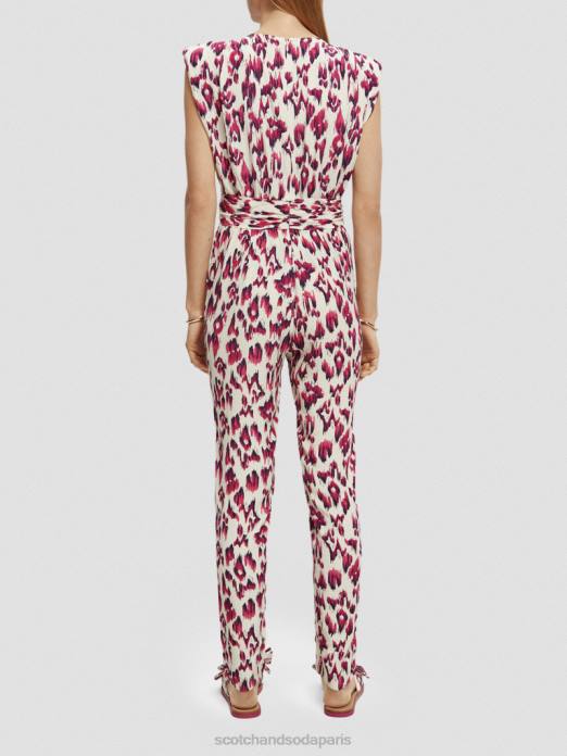 Scotch & Soda femmes combinaison ceinturée à col V tarte aux cerises ikat brossées vêtements 4HB416