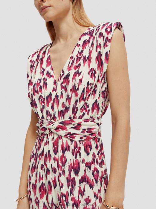 Scotch & Soda femmes combinaison ceinturée à col V tarte aux cerises ikat brossées vêtements 4HB416