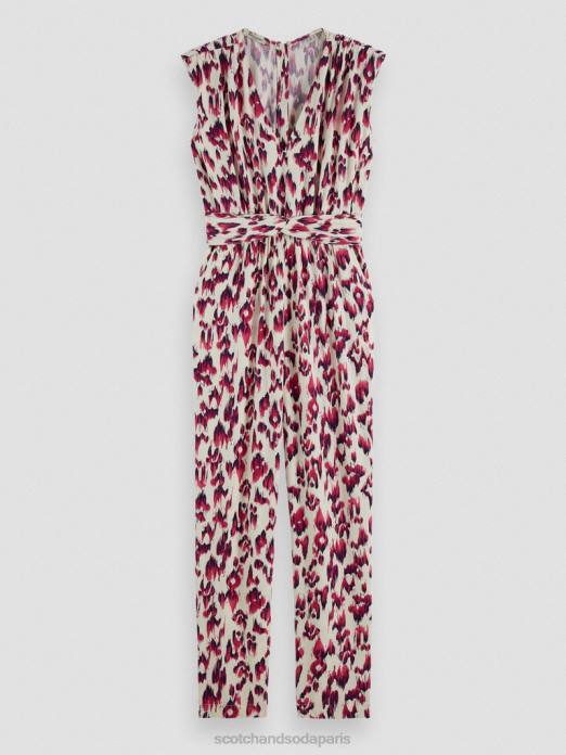Scotch & Soda femmes combinaison ceinturée à col V tarte aux cerises ikat brossées vêtements 4HB416