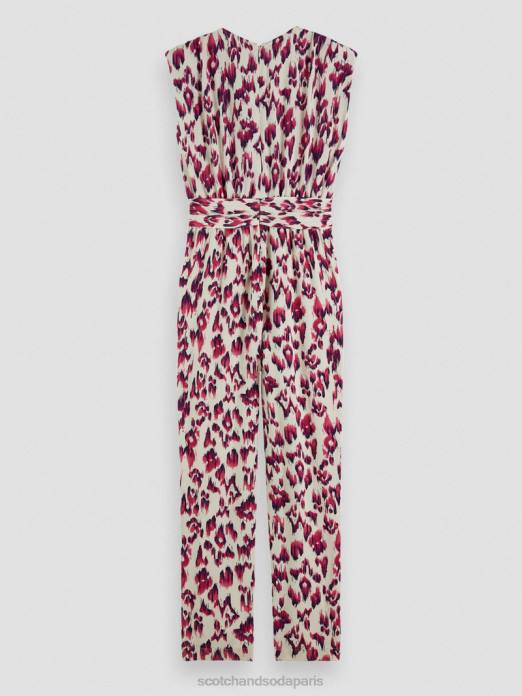 Scotch & Soda femmes combinaison ceinturée à col V tarte aux cerises ikat brossées vêtements 4HB416