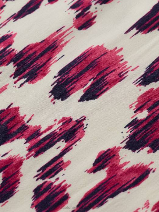 Scotch & Soda femmes combinaison ceinturée à col V tarte aux cerises ikat brossées vêtements 4HB416