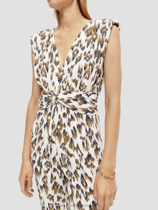 Scotch & Soda femmes combinaison ceinturée à col V vert armée ikat brossé vêtements 4HB415