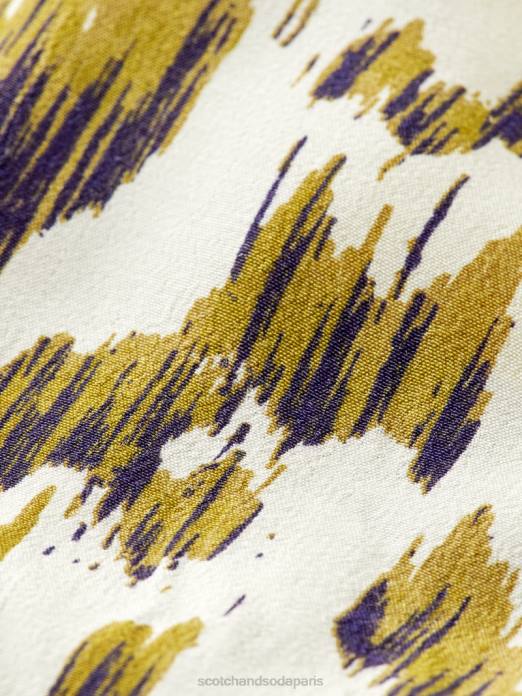 Scotch & Soda femmes combinaison ceinturée à col V vert armée ikat brossé vêtements 4HB415