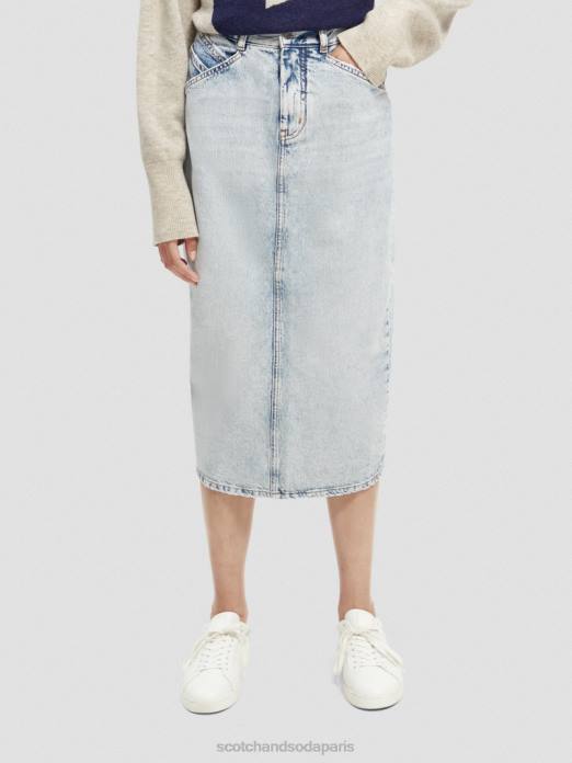 Scotch & Soda femmes jupe crayon midi en denim structuré à taille haute nouvelle ère vêtements 4HB41