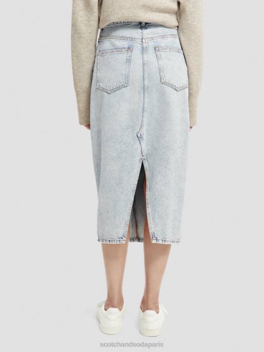 Scotch & Soda femmes jupe crayon midi en denim structuré à taille haute nouvelle ère vêtements 4HB41