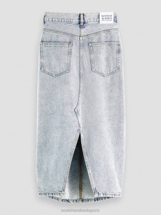 Scotch & Soda femmes jupe crayon midi en denim structuré à taille haute nouvelle ère vêtements 4HB41