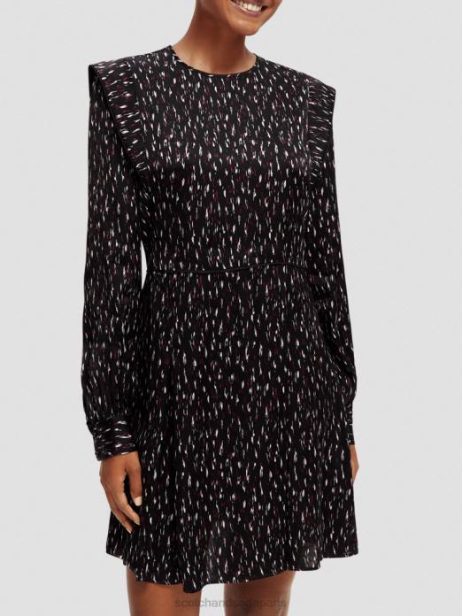 Scotch & Soda femmes mini-robe imprimée structurée à manches longues pluie ikat vêtements 4HB425