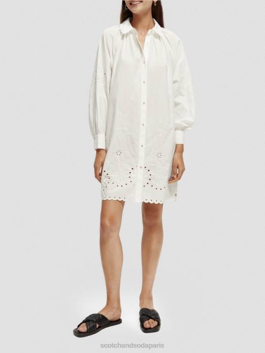 Scotch & Soda femmes robe-chemise en broderie anglaise blanc vêtements 4HB46