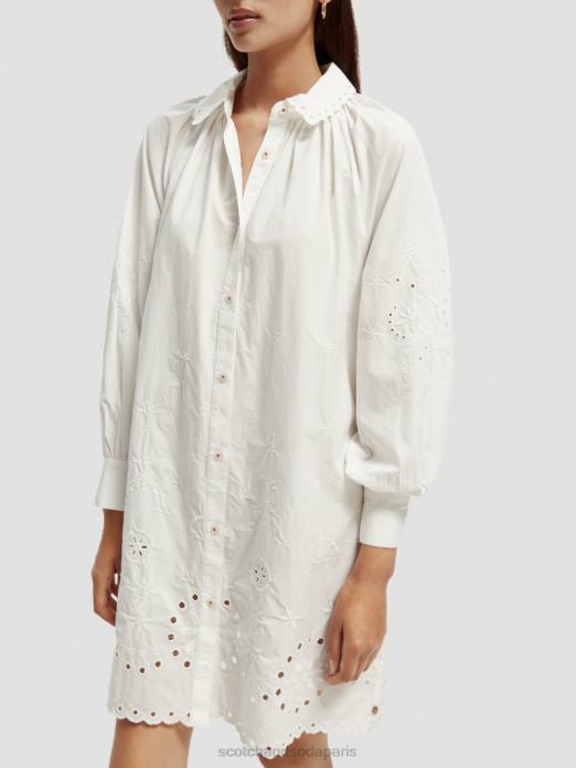 Scotch & Soda femmes robe-chemise en broderie anglaise blanc vêtements 4HB46