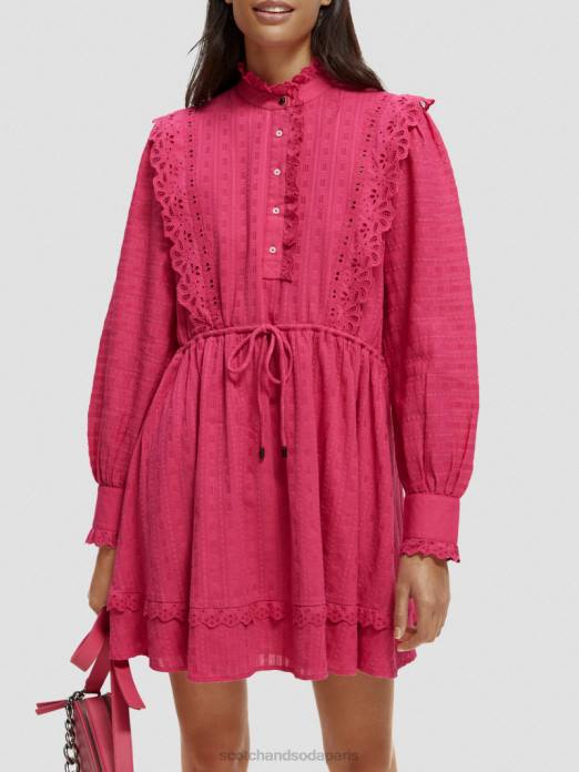 Scotch & Soda femmes robe courte en broderie anglaise en coton biologique fuchsia vêtements 4HB410
