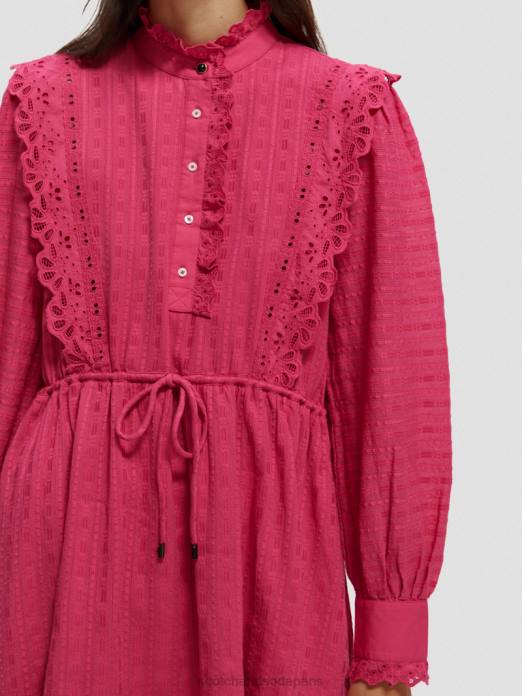 Scotch & Soda femmes robe courte en broderie anglaise en coton biologique fuchsia vêtements 4HB410