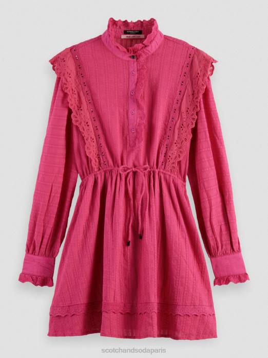 Scotch & Soda femmes robe courte en broderie anglaise en coton biologique fuchsia vêtements 4HB410