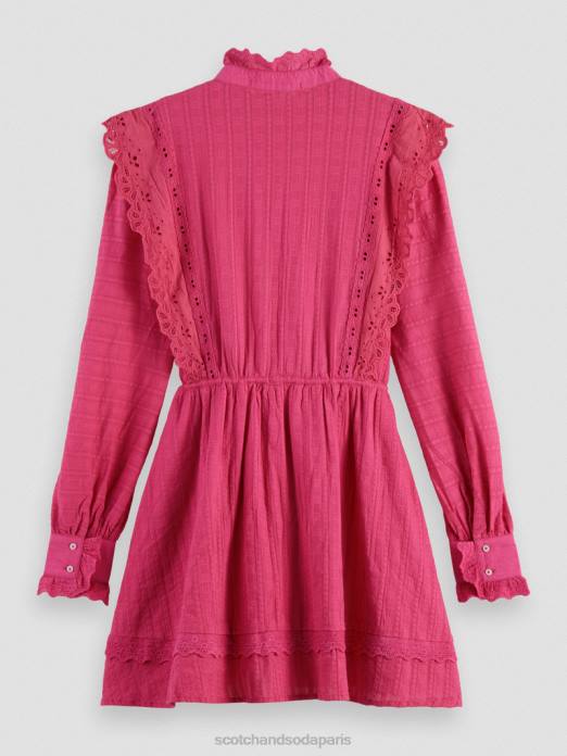 Scotch & Soda femmes robe courte en broderie anglaise en coton biologique fuchsia vêtements 4HB410
