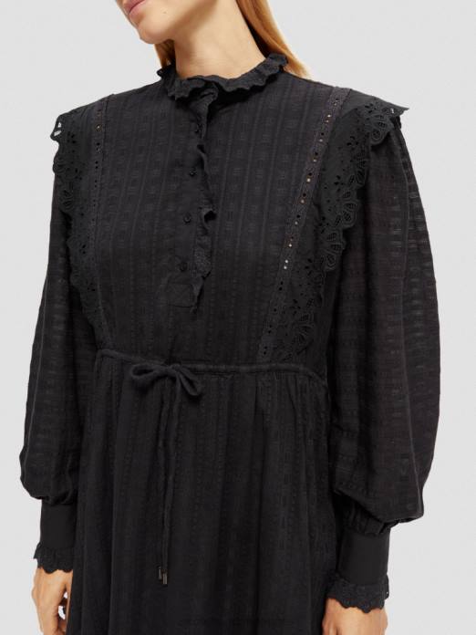 Scotch & Soda femmes robe courte en broderie anglaise en coton biologique noir vêtements 4HB411