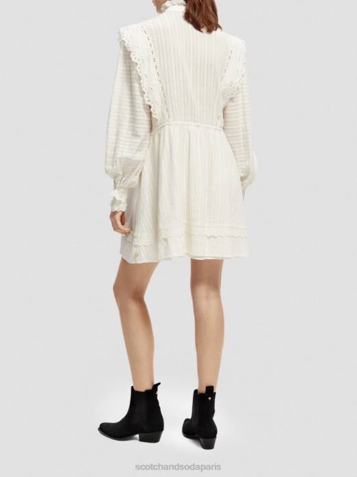 Scotch & Soda femmes robe courte en broderie anglaise en coton biologique vanille blanche vêtements 4HB412