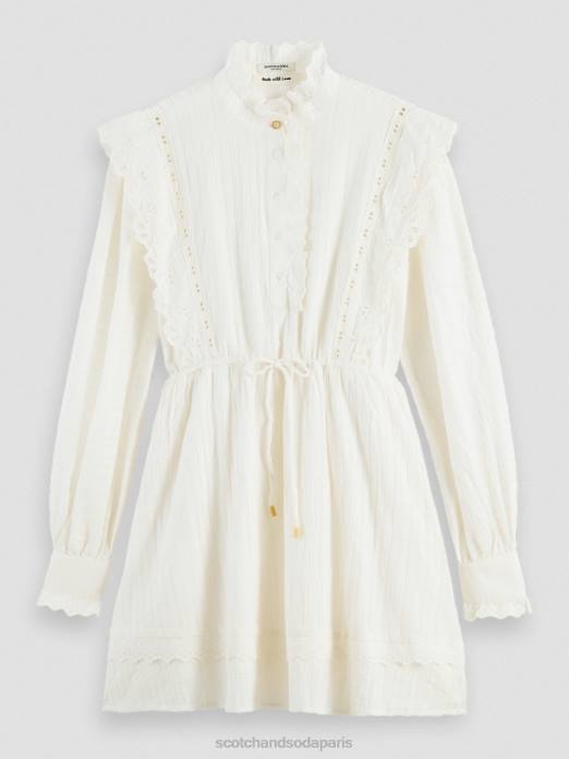 Scotch & Soda femmes robe courte en broderie anglaise en coton biologique vanille blanche vêtements 4HB412