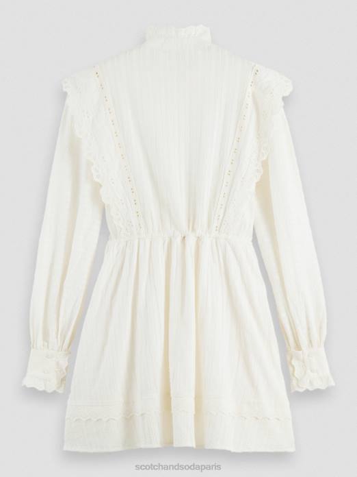 Scotch & Soda femmes robe courte en broderie anglaise en coton biologique vanille blanche vêtements 4HB412