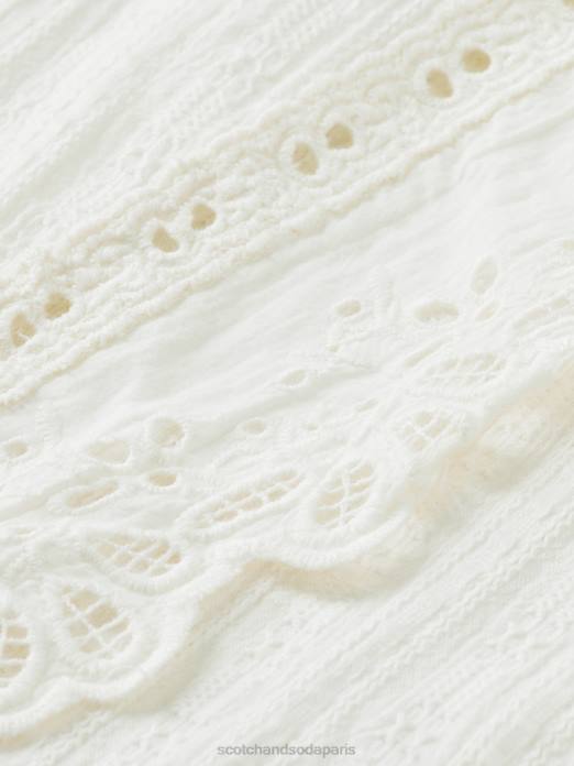 Scotch & Soda femmes robe courte en broderie anglaise en coton biologique vanille blanche vêtements 4HB412