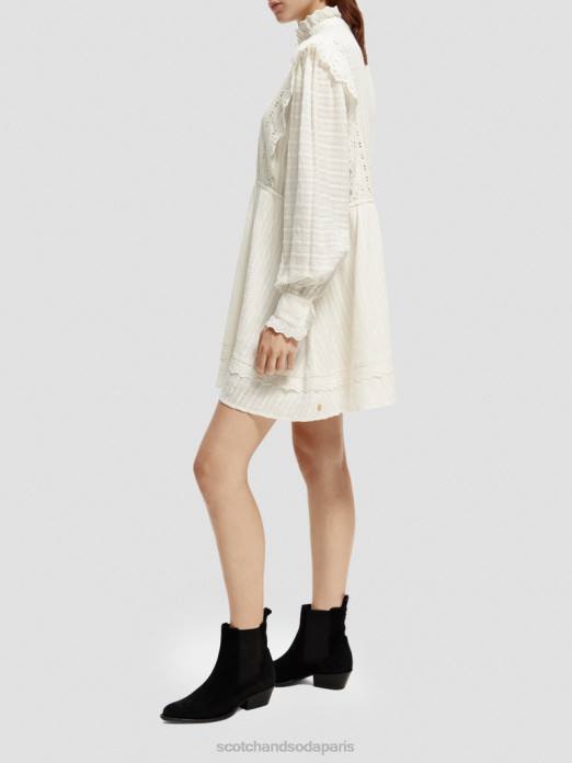 Scotch & Soda femmes robe courte en broderie anglaise en coton biologique vanille blanche vêtements 4HB412